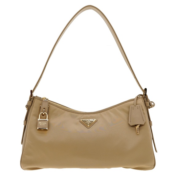 Prada Aimeé Shoulder Bag Re-Nylon And Leather With Padlock 1BC232 New - Picture 1 of 7